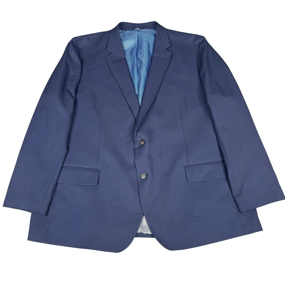 Haggar Active Series Blazer Mens 52R Navy Tailored Fit Sport Coat Career Stretch